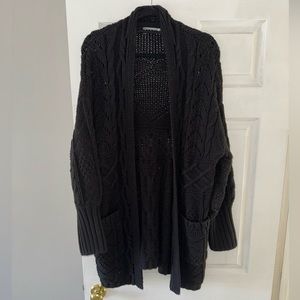 Anthropologie Black Cable Knit Cardigan